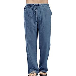 Linnen brede mannen broek broek oversized linnen streetwear mannelijke lente zomerbroek casual heren kleding joggingbroeken (Color : Blue, Size : XX-large)