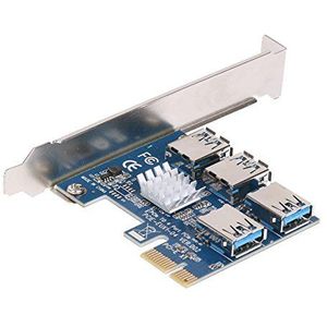 BGNing PCI-E 1 tot 4 PCI Express 16X-sleuven, riserkaart PCI-E 1X naar extern 4 PCI-e-sleufadapters PCIe-multiplicatorkaart voor Bitcoin Miner
