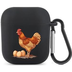 Kippenei Leggende Kip Leuke Case Voor AirPods 2&1 Schokbestendige Beschermende Hoofdtelefoon Gevallen Cover Met Sleutelhanger Voor Mannen Vrouwen