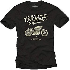 MAKAYA Cadeaus Voor Motorrijders - Motor T-Shirt Voor Heren Met Tekst - Vintage Biker Motief Zwart L