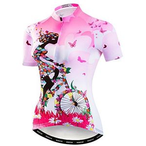 Vrouwen Fietsen Korte Mouw Jersey Fiets Kleding Bloem Shirt Tops