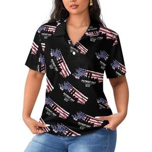 911 Patriot Day Dames Poloshirts met korte mouwen Casual T-shirts met kraag Golf Shirts Sport Blouses Tops 2XL