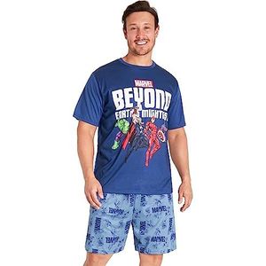 Marvel Avengers Herenpyjama, korte pyjama's, nachtkleding, Spiderman Loungeset, comfortabel, ademend, geschenken voor mannen, Blauw, M