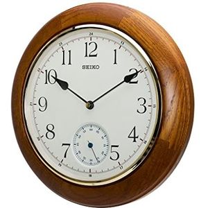 Seiko Wandklok bruin hout (eiken) slepende seconden QXA432B, bruin, 30 cm l x 30 cm w, Modern