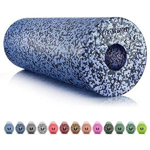 BODYMATE professionele Fasciarol STANDARD middelhard Lengte 45 cm Diameter 15 cm - met gratis e-book - Zwart/Blauw
