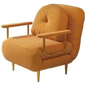 FZDZ —Slaapbank, 2-zits opvouwbare slaapbank, dubbele slaapbank, uittrekbare slaapbank, hoekbank, 5-posities verstelbare rugleuning fauteuil (kleur: oranje, maat: 80 cm)