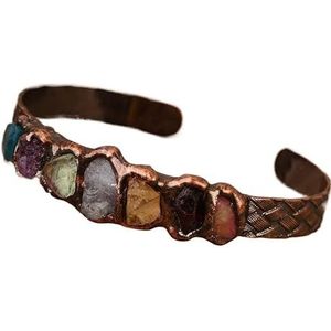 Women Moon Star Crystal Cuff Bangle Stone Vintage Bracelet Party Wedding Bracelets Jewelry Gift (Color : Mix Stones in Bronze)