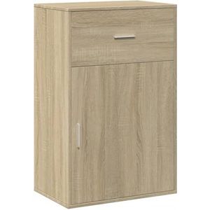 vidaXL Opbergkast 56,5x39x90 cm bewerkt hout sonoma eikenkleurig, wandkast, opbergkastje, dressoirkast, dressoir kast, bijzetkast, dressoir zwart