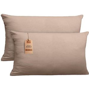NatureMark 2-pack jersey kussensloop kussenslopen zijslaper nekkussen vele maten en kleuren OEKO-TEX (40 x 80 cm, zand/beige)