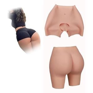 Adima Volledig siliconen slipje met open kruis, ademend, heupverhogend, met nep-billenpads, short voor transgender,Ivory white,M1