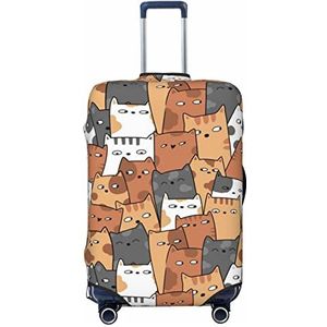TOMPPY Oranje katten bedrukte bagage cover anti-kras koffer beschermer elastische koffer cover past 45-32 inch bagage, Zwart, Medium