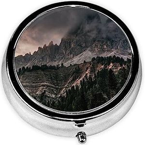 Natural Park Gedrukt Pil Doos 3 Component Mini Kleine Pil Case Leuke Pil Organizer Draagbare Ronde Pil Container Houder om Vitaminen Medicatie vast te houden