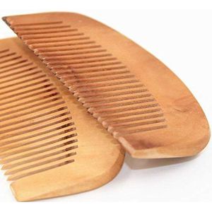 Set van 2 natuurlijke perzikhouten kam, mini houten kam, antistatische kam, dichte tandkam, kleine reiskammen, zakformaat, fijne tandontwarrende haarkam voor vrouwen, baardkam voor mannen, haarkammen