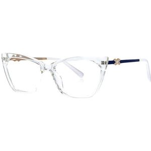 Nepbrillen, Unisex Cat's Eye Spring Leg Titanium Plastic Brilmonturen Multicolor(Clear)