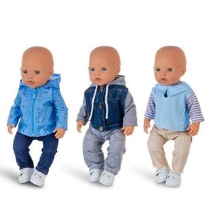 Isa's Friends® - Poppenkleding - Setje 3 Jongens outfits - Kleertjes geschikt voor o.a. BABY born - 43 cm - Geschenkverpakking