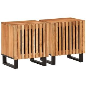 XGWKCNV Meubels select-Nachtkastjes 2 stuks 40x34x46 cm Massief Hout Acacia