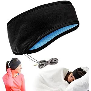 CozyPhones Slaapkoptelefoon - over-ear hoofdtelefoon van ultradunne cool mesh bedraad voor zijslapers, meditatie, hardlopen, laptop en telefoon - zwart met blauwe voering