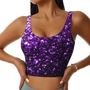 Mooie Paars Glitter Print Comfortabele Vrouwen Sport Vest Yoga Workout Vest Voor Vrouwen Lichtgewicht Zomer, Zwart, S
