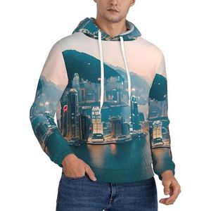 OAZCVBNN Hong Kong Print Unisex Fashion Hooded Pullover Casual Wear Voor Openluchtactiviteiten En Camping, Zwart, XL