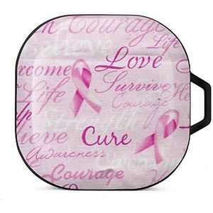 Schattig lint borstkanker bewustzijn oordopjes hoesje compatibel met Samsung hard shell beschermhoes zwarte stijl