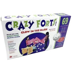 Crazy Forts Glow in the Dark, 69 pieces, Fort Building Kit for Kids, Indoor or Outdoor STEM Playhouse Construction Toy