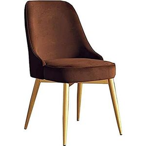 GEIRONV 1 stks fluwelen eetkamerstoel, goud metalen poten vrije tijd koffiestoel slaapkamer stoelen modern design gestoffeerde rugleuning stoel Eetstoelen (Color : Brown, Size : 50x52x85cm)