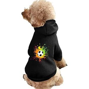 Verf Splash Voetbal Voetbal Print Pet Hoodie Sweatshirt Warm Puppy Pullover Winter Jas Voor Kleine Middelgrote Honden Katten