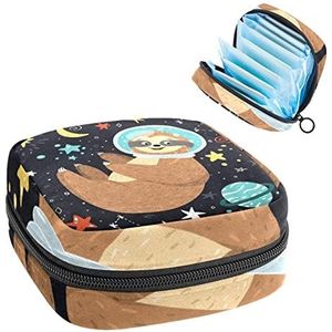 Periode Pouch Draagbare Tampon Opbergtas,Tampon Houder voor Portemonnee Vrouwelijke Product Organizer,Luiaard, Meerkleurig, 4.7x6.6x6.6 in/12x17x17 cm