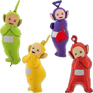 Toyland®-Pakket van 4-32 inch Teletubbies-Vormige Folieballonnen - Tinky Winky, Dipsy, Lala & Po - Kinderfeestdecoraties