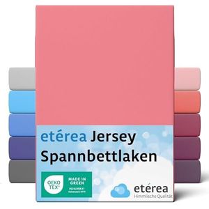 etérea Comfort Jersey Hoeslaken 90x200cm - 100x200 Oekotex Made in Green - 100% katoen, jersey hoeslaken tot 25 cm hoog - laken 90x200-100x200 cm Roze