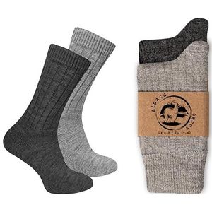 Alpaca wollen sokken voor heren en dames, 2 paar, fijn gebreid, warm, zacht, gezellig, natuurlijk, thermische, wandelen (DE/NL/SE/PL, Numeriek, 35, 38, Regular, Regular, Grijs&Antraciet)