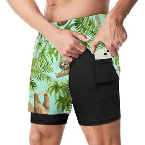 Luiaard klimboom grappige zwembroek met compressie voering en zak voor mannen board zwemmen sport shorts