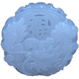 jade hanger, jade ketting, Natuurlijke gesneden calciet jade ketting Chinese FU draak hanger amulet geluk witte jade met hanger certificaat