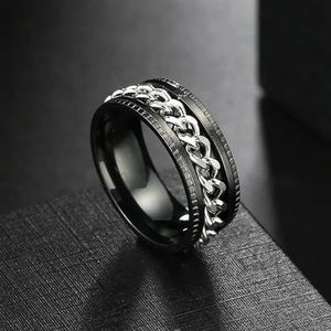 Ringen voor mannen spinnen titanium roestvrij staal kleurrijk Spinner draaibare ketting sieraden-9-KBR222