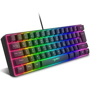 60% bedraad RGB-gamingtoetsenbord, 61-toetsen draagbaar mini-compact toetsenbord met 11 Chroma RGB-achtergrondverlichting, zwevende ABS-toetsenkap, volledige anti-ghosting-toetsen, USB Office/Game Mechanical Feel-toetsenbord voor pc-computer