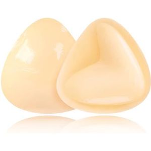 mhinese Dubbelzijdige kleverige beha push-up voor vrouwen, herbruikbare push-up beha, zelfklevende beha-pads voor bikini, strapless beha., Beige - C/D Cup, S