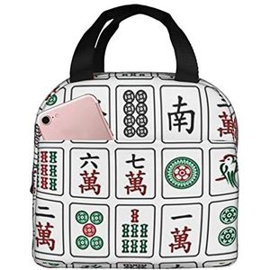 351 Lunch Bag Mahjong China Cultuur Hipster Tote Cool Bag Waterdichte Tote Bag Herbruikbare Picknick Lunch Box Organizer, voor Strand, Student, Kinderen, Lunch Tas 2350, Eén maat