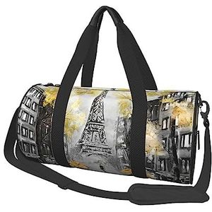 Olieverfschilderij Eiffeltoren Moderne Reizen Duffel Bag Gym Tote Bag Lichtgewicht Bagage Tas Voor Weekender Sport Vakantie, Zwart, Eén maat