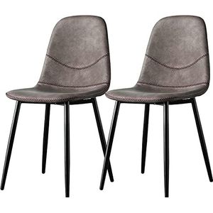 GEIRONV Eetkamerstoel set van 2, moderne kunstleer stoel for thuiskantoor restaurant receptie vrije tijd rugleuning tafel kruk make-up stoel Eetstoelen (Color : Purple Gray, Size : 83 * 45 * 40cm)