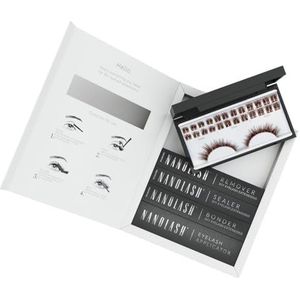 Starter kit wimperextensions in cluster voor zelf verlenging thuis Nanolash - complete kit voor DIY wimper extensions, valse wimper in clusters (Bruin, HEARTBREAKER)