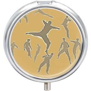 Pillendoosje met spiegel, 3 compartimenten, draagbare vechtsporten-pillenorganizer voor zak of portemonnee, reismedicijnpillenetui, wekelijkse medicijnpillenhouder voor dagelijkse medicijnen