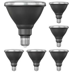 ledscom.de 6 stuks E27 LED lamp, PAR38 korte hals, wit (4200 K), 16,1 W, 1379lm, 45°, reflector spiegel (zilver)
