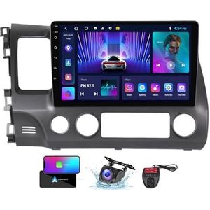 Android 13 Autoradio 9 Duim Touch Display Voor Honda Civic 8 FK FN FD 2005-2012 Met Draadloze Carplay Android Auto/4G WiFi/FM RDS DAB+/Buletooth/Bediening op het stuur + Camera DVR(NF-1)