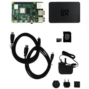 Atxx Raspberry Pi 4 4GB Base Kit – Singleboardcomputer Kit met Pi 4 (4GB), Behuizing, Voedingsadapter, 2x Micro-HDMI-kabels (2m), Voorgeïnstalleerd Raspberry Pi OS Bookworm – Voor Beginners & Makers