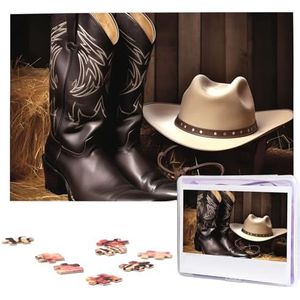 Cowboy zwarte hoed westerse laarzen puzzels gepersonaliseerde puzzel 1000 stukjes legpuzzels uit foto's foto puzzel voor volwassenen familie