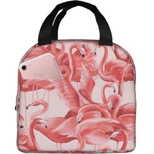 SUHNGE Geïsoleerde lunchtas met flamingoprint Rolltop Lunch Box Tote Bag voor Vrouwen, Mannen, Volwassenen en Tieners