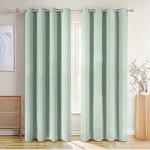 Blumtal Gordijnen - Verduisterend Gordijn Kant en Klaar - Blackout Gordijnen - 140 x 245 cm - Zomer Groen - Set van 2