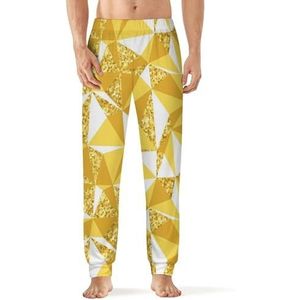 Abstracte geometrische met gouden heren pyjama broek zachte lange pyjama broek elastische nachtkleding broek XL