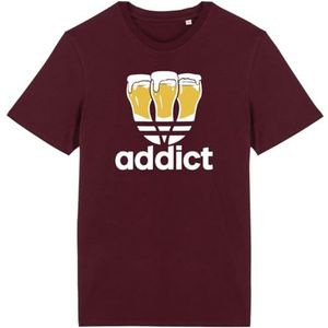 T-shirt Addict - voor heren - Bedrukt in Frankrijk - 100% biologisch katoen - Verjaardagscadeau Apéro Original Grappig, Bordeaux, XL