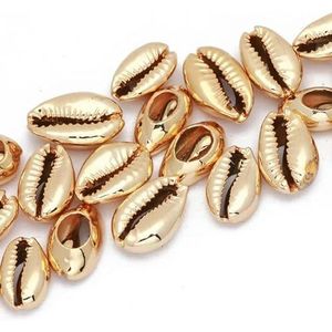 10 stuks plating natuurlijke schelp kralen losse spacer kralen voor handgemaakte oorbel ketting armband charme DIY sieraden maken accessoires-goud kleur-14-16mm